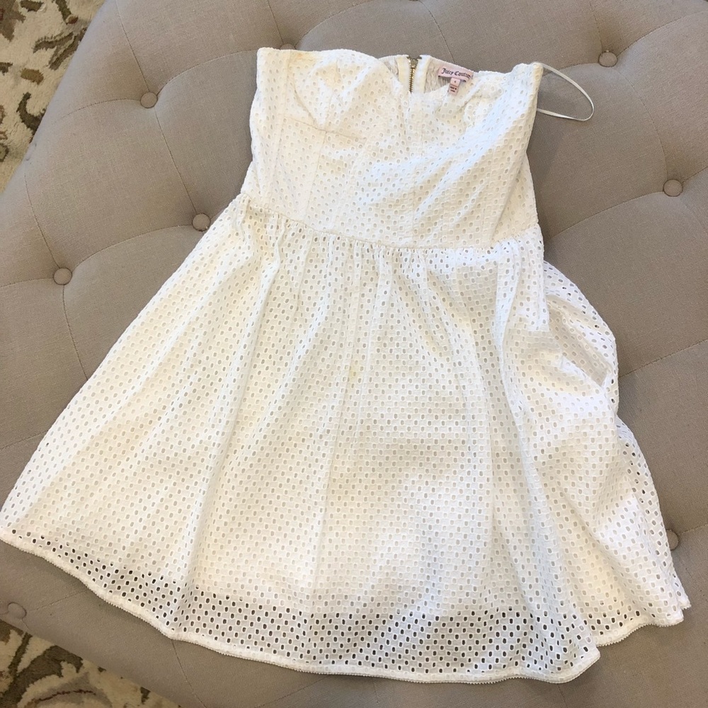 Juicy Couture Eyelet Strapless Dress - Sz 6 - Picture 7 of 8